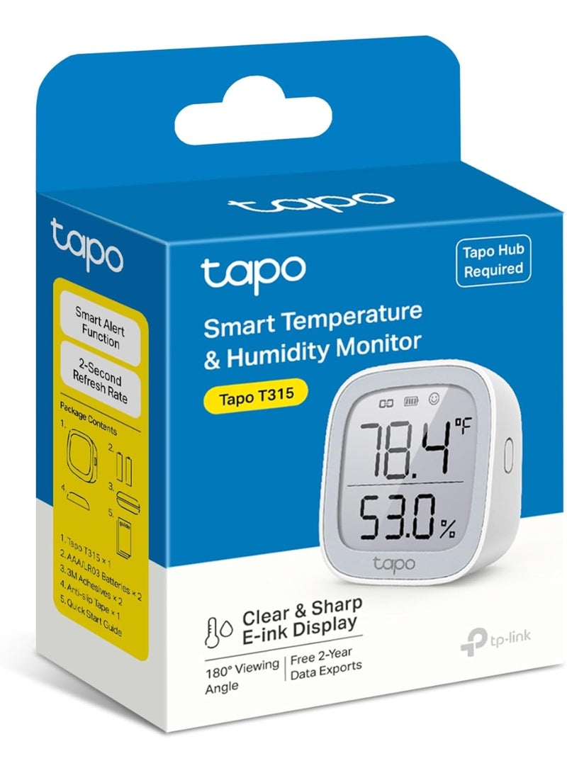 Tapo TP-Link Smart Temperature and Humidity Monitor | Requires Hub | 2.7" E-Ink Display | Swiss-Made Sensor | Long-Lasting Performance | Real-Time Notification | Visual Graphics | T315 - Image 2