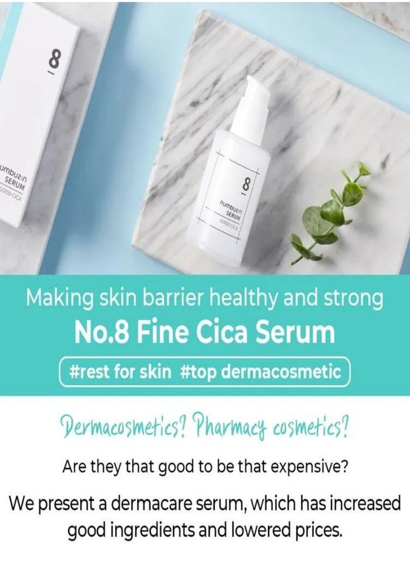 numbuzin - numbuzin No.8 Fine Cica Serum 50ml | Calming Skin, Cica ingredients, for Sudden Breakouts, Protect Skin - Image 1
