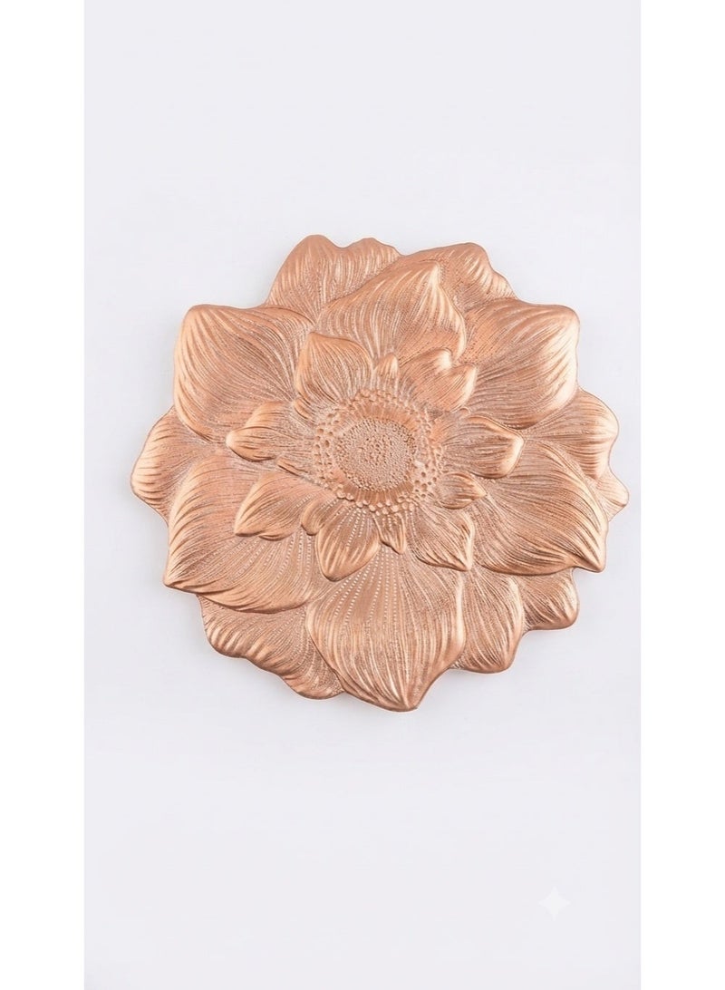 Metallic Flower-Shaped Coaster / Decorative Tray (Rose Gold) - Image 1