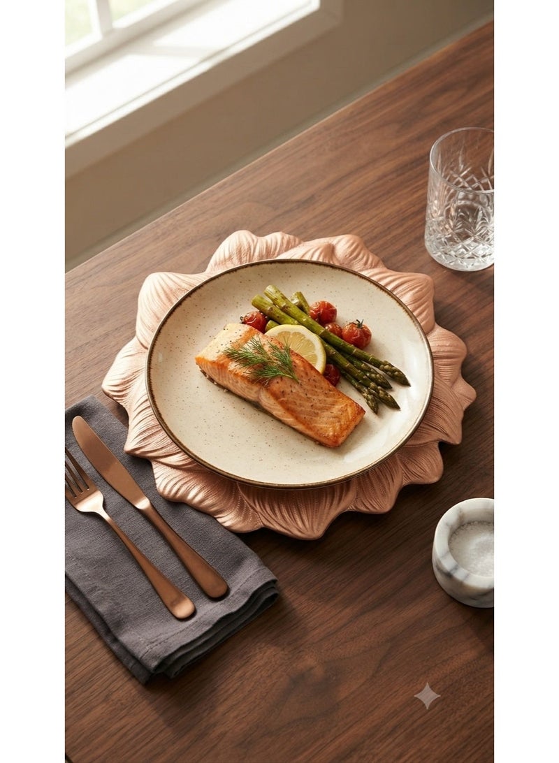Metallic Flower-Shaped Coaster / Decorative Tray (Rose Gold) - Image 2