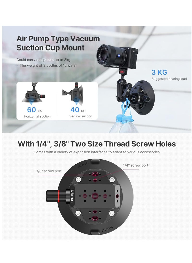 Ulanzi - Ulanzi SC-02 Strong Suction Cup Mount for Camera Action Camera | Compatible with Sony Canon Nikon Mirrorless DSLR Camera | 3KG Max Load | 12cm Base Mount | Phone Action Camera Mounts - Image 1