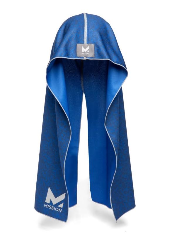 MISSION Cooling Hoodie Towel Evaporative Cool Technology Cools Instantly When Wet UPF 50 Sun Protection Contours Your Head to Stay in Place Great for Sports Fitness Gym Astra Lapis Blue - Image 1