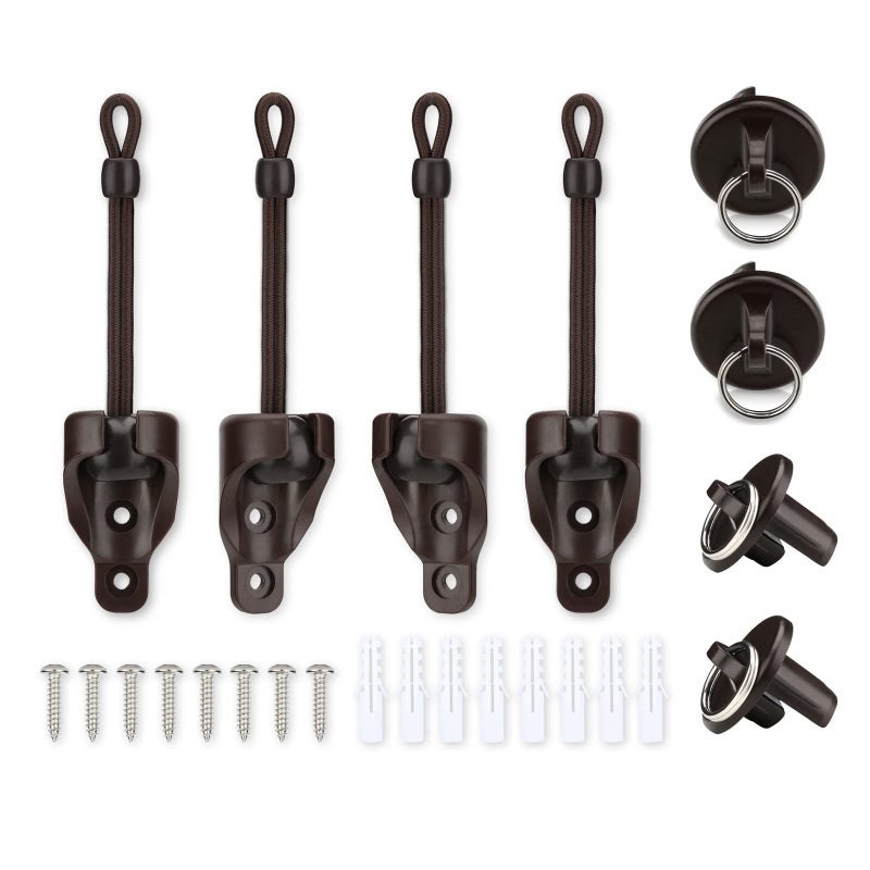 Vasteo Replacement Parts Bungee Kit and End CapWeather Resistancefor Coolaroo Exterior Roller ShadeOutdoor BlindsRoller ShadesBrown2 Set