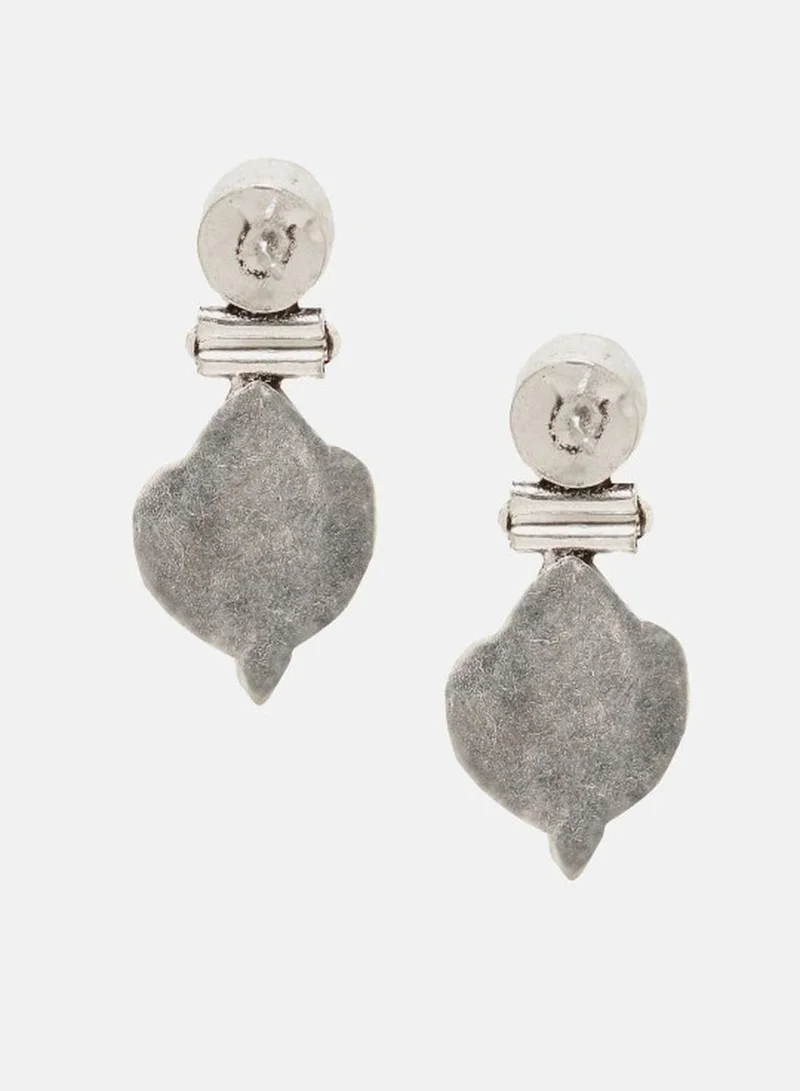 Priyaasi Plated Artificials Stones Contemporary Oxidized Marble Drop Earrings