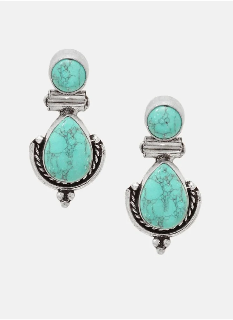 برياسي Plated Artificials Stones Contemporary Oxidized Marble Drop Earrings