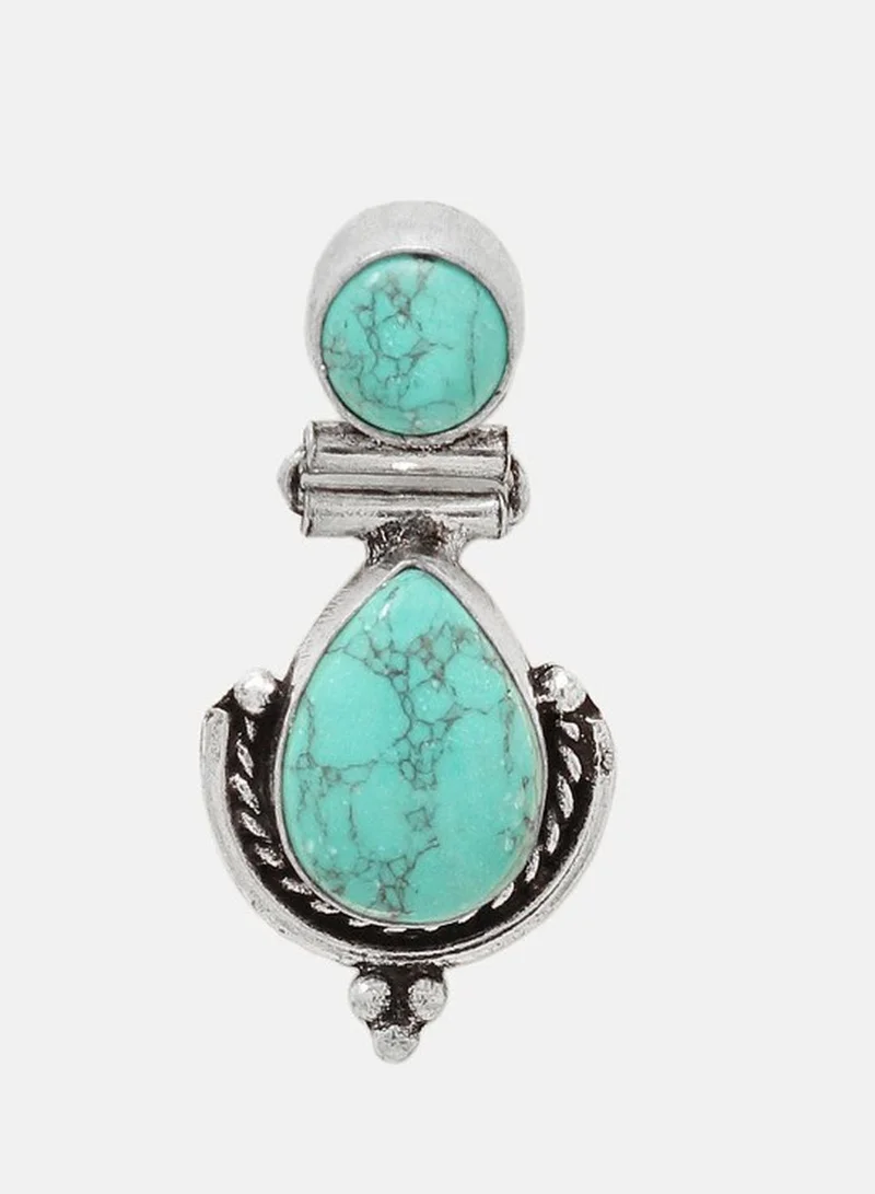 Priyaasi Plated Artificials Stones Contemporary Oxidized Marble Drop Earrings