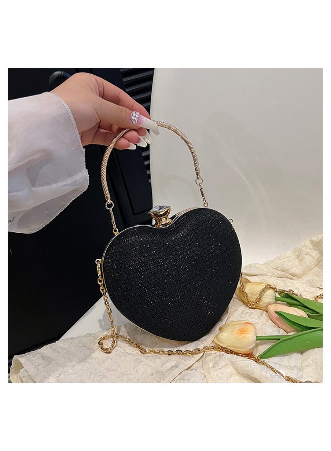Classy Dinner Banquet Bag Texture Cute Heart-shaped Small Bag Versatile Chain Bag Dinner Bag Manufacturer-Color:Gold - Image 5