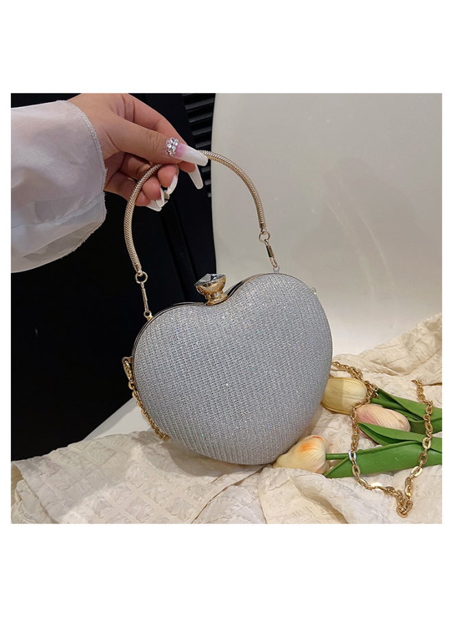 Classy Dinner Banquet Bag Texture Cute Heart-shaped Small Bag Versatile Chain Bag Dinner Bag Manufacturer-Color:Gold - Image 3