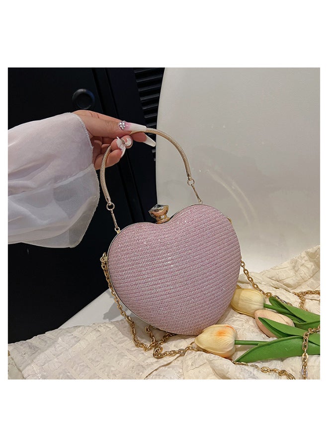 Classy Dinner Banquet Bag Texture Cute Heart-shaped Small Bag Versatile Chain Bag Dinner Bag Manufacturer-Color:Gold - Image 2