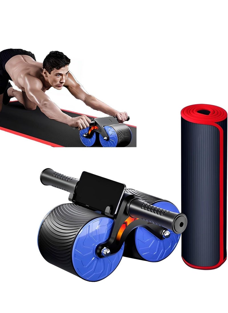 Rock Pow Automatic Rebound Abdominal Wheel, Non-slip Abdominal Exerciser with Yoga Mat, Ab Roller Wheels Gym Accessories for Men Women Abdominal and Core Strength Training - Image 2