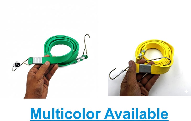 Gellon 6.5 Feet Long & 1 Inch Wide Thick Strip Bungee Cord with Steel Hook Stretched Up to 10 Feet/Shock Cord Luggage Tying Rope Pack of 1 - Image 2
