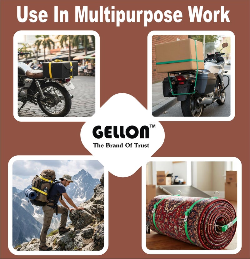 Gellon 6.5 Feet Long & 1 Inch Wide Thick Strip Bungee Cord with Steel Hook Stretched Up to 10 Feet/Shock Cord Luggage Tying Rope Pack of 1 - Image 5
