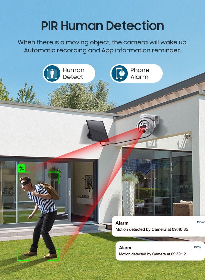 ماركة غير محددة شيجياتشوانغ 12x التكبير 4G كاميرا الأمن الشمسي 8MP 4K للرؤية الليلية المزدوجة في الهواء الطلق 5W 78000mAH البطارية فيديو كشف جسم الإنسان  - Image 3