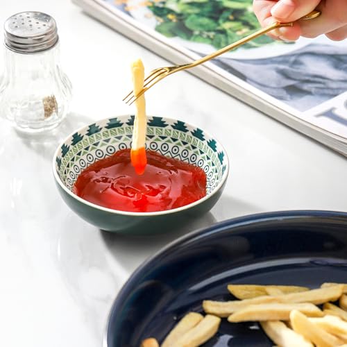 Howise Set of 6 Deep Soy Sauce Dishes, 3.7 inch Ceramic Dipping Bowls 4 oz Small Dip Bowls Sauce cups for Condiment Sushi Bowl, Mini Bowl for Side Dish, Ketchup, Soy Appetizer Plates - Image 5
