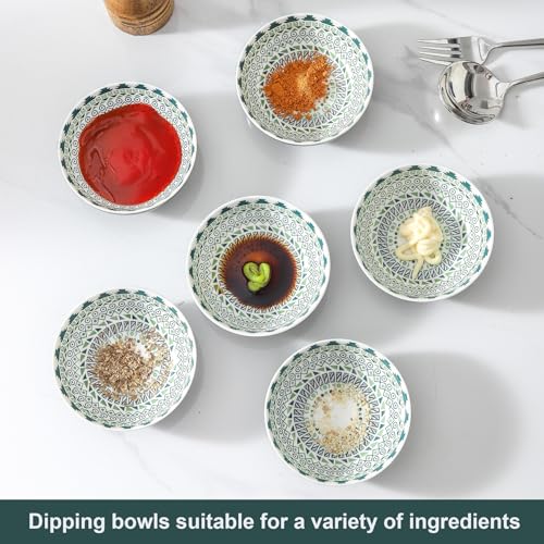 Howise Set of 6 Deep Soy Sauce Dishes, 3.7 inch Ceramic Dipping Bowls 4 oz Small Dip Bowls Sauce cups for Condiment Sushi Bowl, Mini Bowl for Side Dish, Ketchup, Soy Appetizer Plates - Image 3