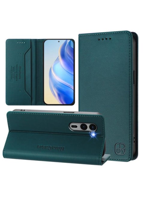 Case For Fujitsu Arrows We2 Plus / F-51E RC01 Dual-Folded Magnetic Suction RFID Leather Phone Case