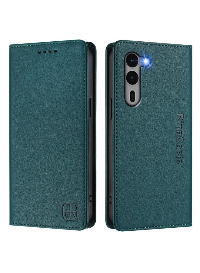 Case For Fujitsu Arrows We2 Plus / F-51E RC01 Dual-Folded Magnetic Suction RFID Leather Phone Case