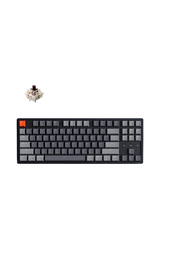 Keychron K8 Bluetooth Mechanical Keyboard, 87 Key Wireless Tenkeyless Keyboard with Gateron Blue Switch/RGB LED Backlit/N-Key Rollover, Compact USB Wired Gaming Keyboard for Mac Windows (Keyboard-K8)