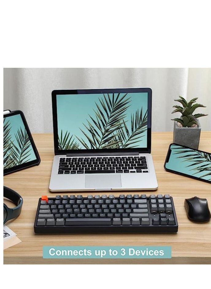 Keychron K8 Bluetooth Mechanical Keyboard, 87 Key Wireless Tenkeyless Keyboard with Gateron Blue Switch/RGB LED Backlit/N-Key Rollover, Compact USB Wired Gaming Keyboard for Mac Windows (Keyboard-K8)