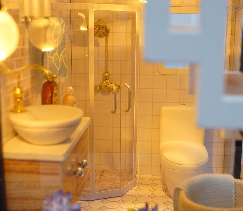 CUTEROOM DIY Miniature Dollhouse Kit with Furniture, Wooden Doll House Kit with LED Lights (L032) - Image 5