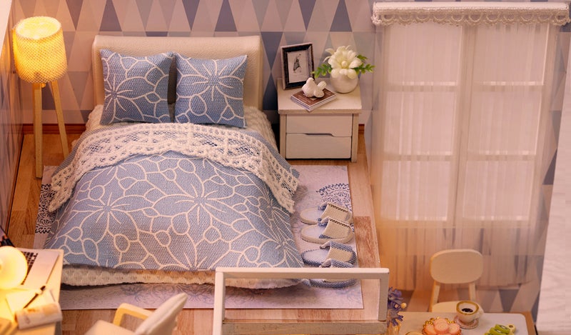 CUTEROOM DIY Miniature Dollhouse Kit with Furniture, Wooden Doll House Kit with LED Lights (L032) - Image 4