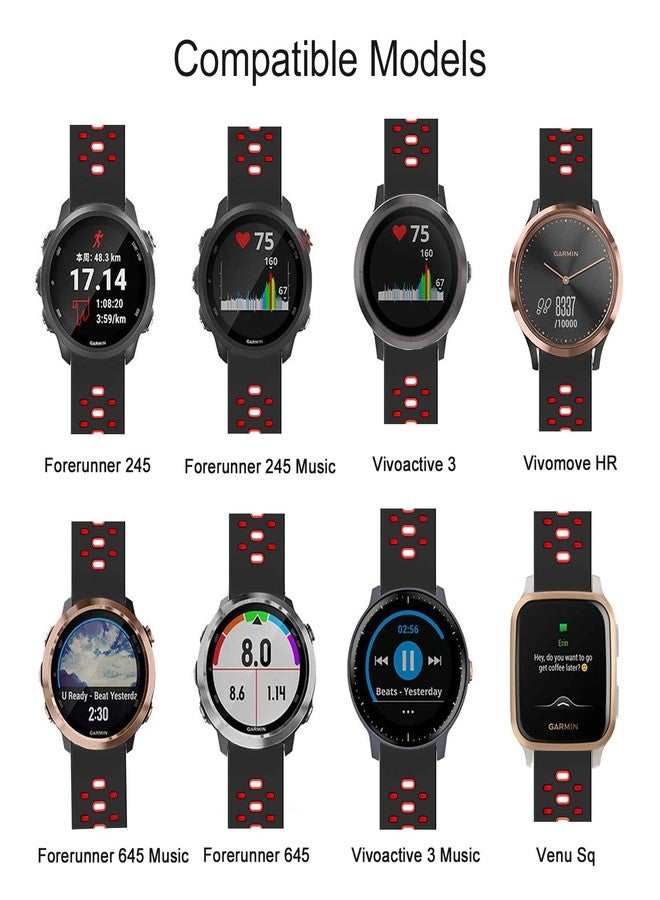 ISABAKE Watch Band for Garmin Forerunner 245/Forerunner 645/Vivoactive 3, 20mm Soft Silicone Replacement Strap for Venu Sq/Vivomove HR - Image 3