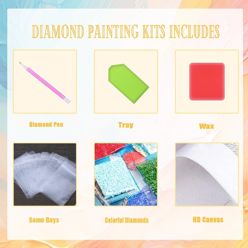 EWJRNSF 6 Pack 5D Diamond Painting Kits for Adults Beginners, Diamond Arts Kits Diamond Art Sets,Gem Painting Arts & Crafts Home Wall Decoration 11.8x15.7 Inches Flowers - Image 3