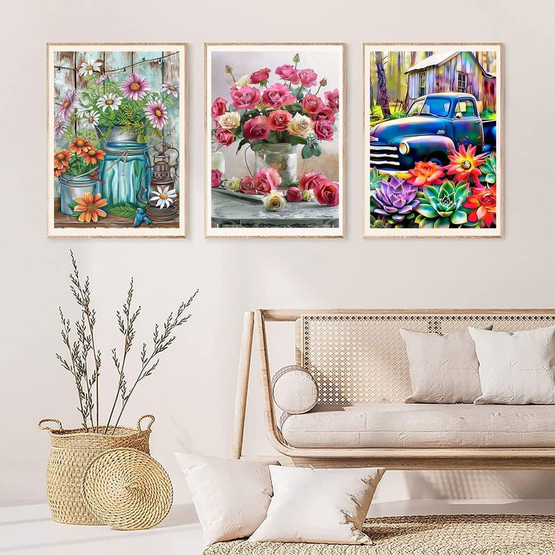 EWJRNSF 6 Pack 5D Diamond Painting Kits for Adults Beginners, Diamond Arts Kits Diamond Art Sets,Gem Painting Arts & Crafts Home Wall Decoration 11.8x15.7 Inches Flowers - Image 5