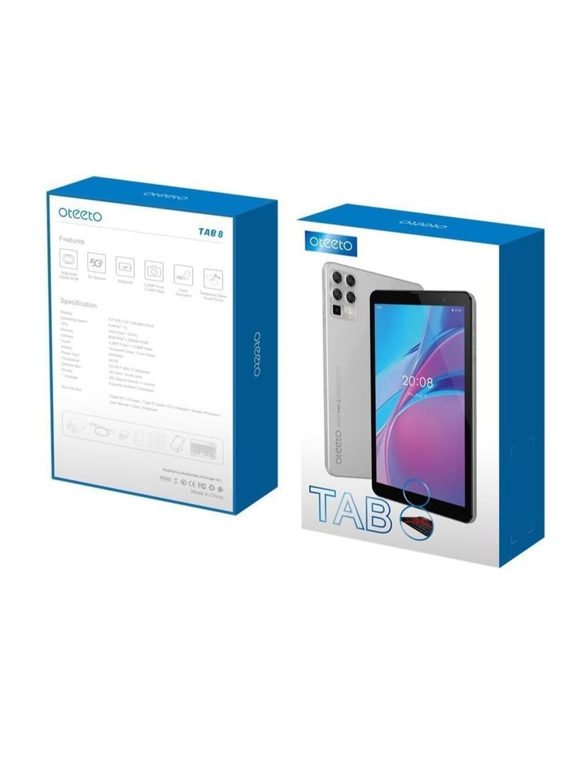 Oteeto Tab 8 5G Android Tablet PC, 8 Inch Display, Keyboard, 8GB RAM, 256GB ROM, 5000 mAh Battery, Grey  - Image 3