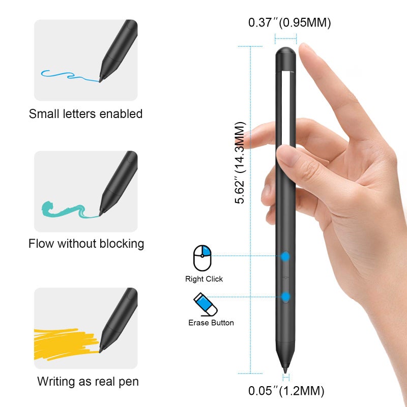 hacey Digital Stylus Pen for HP Pavilion x360 Envy x360 Spectre x360 2-in-1 Laptops, Support Microsoft Pen Protocol MPP 1.51 with Palm Rejection, Black - Image 4