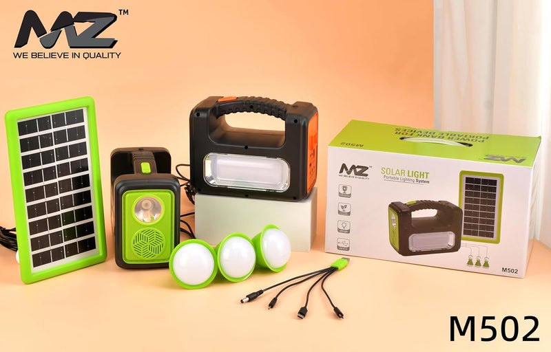Mz MZ M502 Portable Solar Light System Motion Sensor Wireless Waterproof with 4500 mAh Battery 50W Laser LED 75W Tube Light for Camping Home Emergency Portable Mini Solar Light  - Image 3