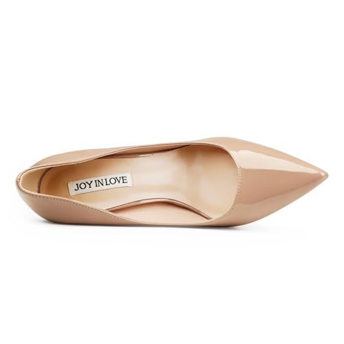 JOY IN LOVE Women's Shoes Low Heels Pointy Toe Kitten Heel Daily Pumps Nude 6.5 US - Image 2