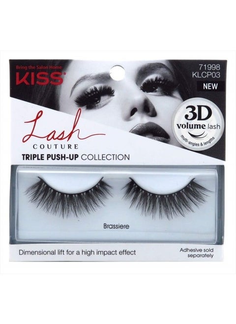 Lash Couture Triple Push Up Collection, 3D Volume False Eyelashes with Triple Design Technology, Multi-Angles & Lengths, Cruelty-Free, Contact Lens Friendly, and Reusable, Style Brassiere, 1 Pair