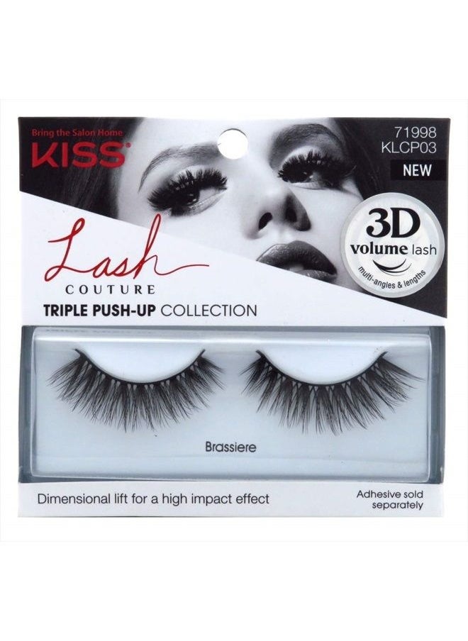 KISS - Lash Couture Triple Push Up Collection, 3D Volume False Eyelashes with Triple Design Technology, Multi-Angles & Lengths, Cruelty-Free, Contact Lens Friendly, and Reusable, Style Brassiere, 1 Pair - Image 1