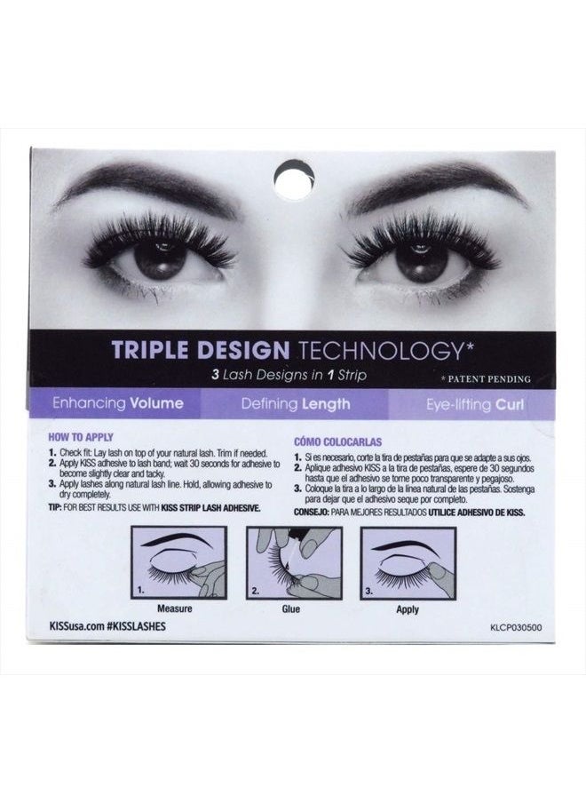 KISS - Lash Couture Triple Push Up Collection, 3D Volume False Eyelashes with Triple Design Technology, Multi-Angles & Lengths, Cruelty-Free, Contact Lens Friendly, and Reusable, Style Brassiere, 1 Pair - Image 1
