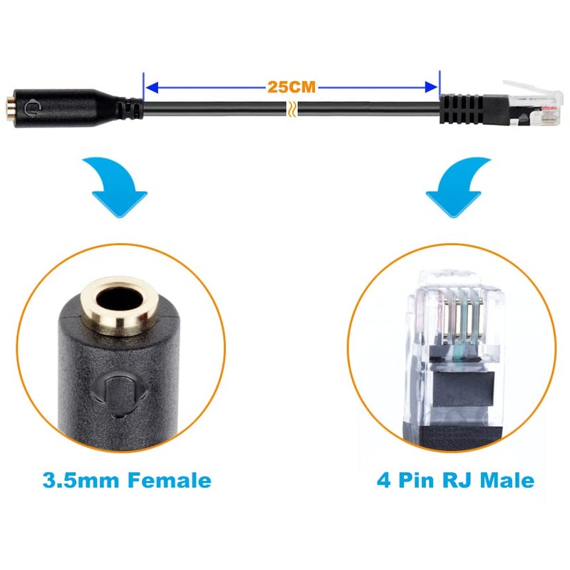 VoiceJoy كابل محول سماعة هاتف ذكي VoiceJoy 3.5mm إلى RJ9 - محول سماعة 3.5mm إلى هواتف المكتب IP - Image 2