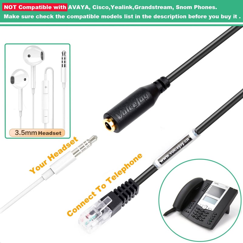 VoiceJoy كابل محول سماعة هاتف ذكي VoiceJoy 3.5mm إلى RJ9 - محول سماعة 3.5mm إلى هواتف المكتب IP - Image 3