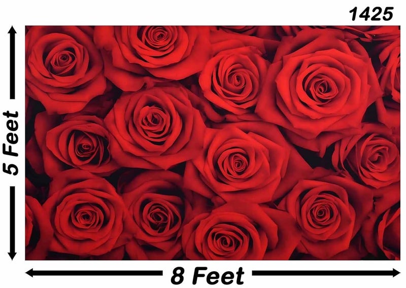 Backdropon خلفية زهور الورد الأحمر جدار خلفية عيد الحب زفاف كشك تصوير عيد ميلاد الفتيات تزيين حفل استحمام العروس لافتة فيديو دعائم حجم 5 أقدام ارتفاع و 8 أقدام عرض (5 * 8) - Image 3