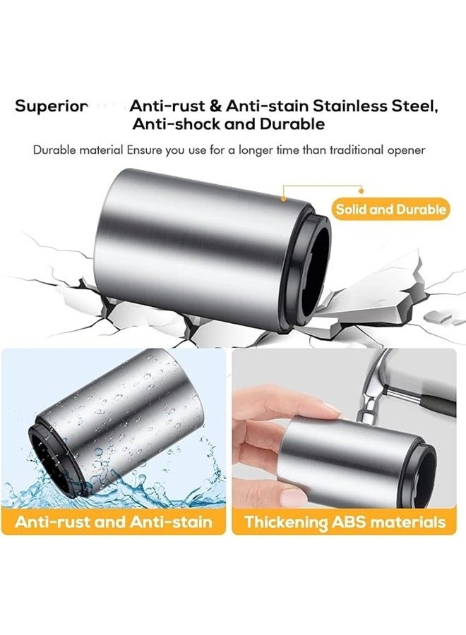 2-Piece Automatic Bottle Opener Set Silver， Premium Beer Bottle Opener, Automatic Stainless Steel Quick Pop the Top Can Openers by Magnet Catching No Damage Caps, Wine Accessory Push Down Off Magnetic Bartender Tool for Home Picnic Camping - Image 4