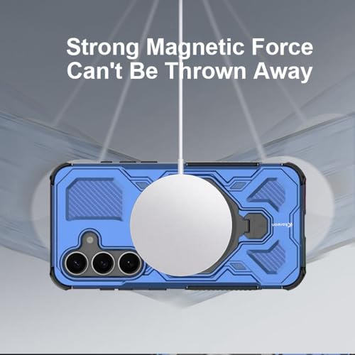 KARWAN Tough Shockproof Armor Back Case Cover Compatible with Samsung S25 FE with 360 Degree Rotation Magnetic Attraction Ring, Holder Heavy Duty Rugged Cover with MagEaze Wireless Charging (Blue) - Image 4