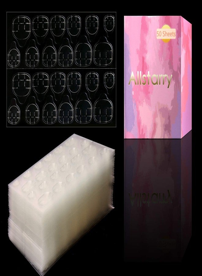 Allstarry 1200pcs (50 Sheets) Adhesive Tabs Ultrathin Waterproof Breathable Double-Sided Jelly Nail Sticker Super Sticky False Nail Glue Sticker Transparent Flexible for Manicure - Image 1