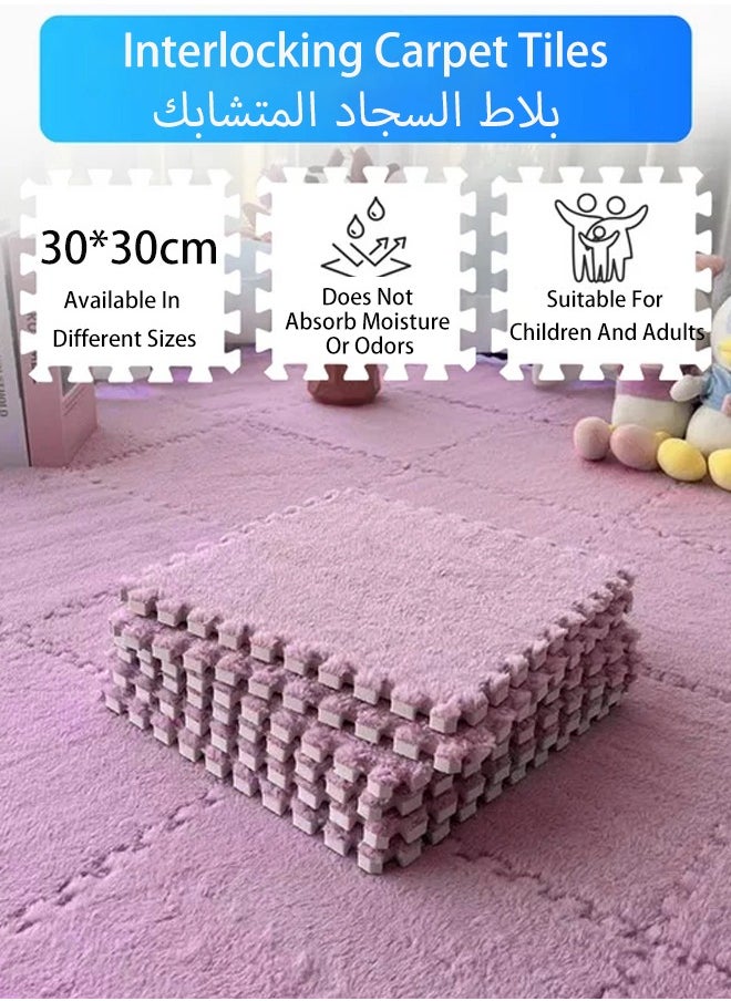 Optico - Plush Foam Floor Mat Square Interlocking Carpet Tiles with Border Fluffy Play Mat Floor Tiles Soft Climbing Area Rugs for Home Playroom Decor Area Rug Interlocking Floor Tiles Soft Baby Playmat Puzzle Floor Mat - Image 1