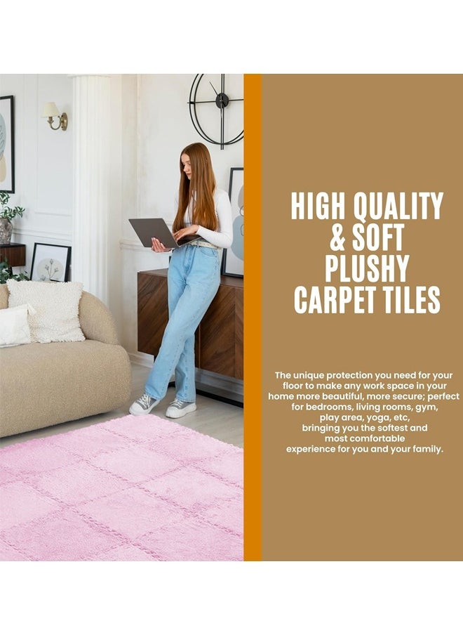 Optico - Plush Foam Floor Mat Square Interlocking Carpet Tiles with Border Fluffy Play Mat Floor Tiles Soft Climbing Area Rugs for Home Playroom Decor Area Rug Interlocking Floor Tiles Soft Baby Playmat Puzzle Floor Mat - Image 1