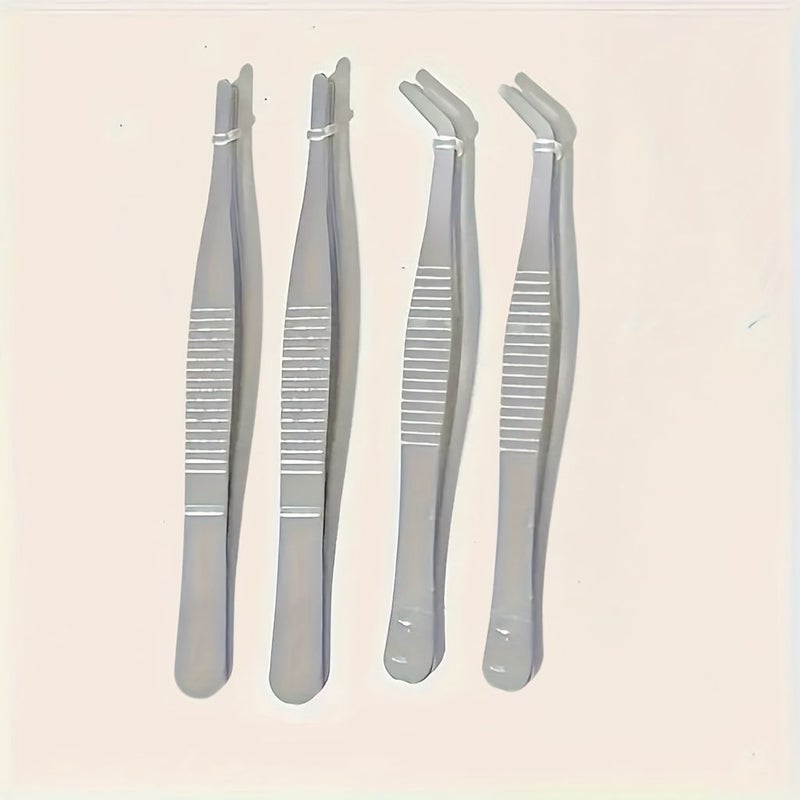 Precision Stainless Steel Tweezers Set 4 Pieces 2 Straight 2 Elbows - Image 4