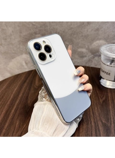غطاء جلدي سادة لهاتف Iphone16promax مع إطار تبريد مطلي بالكهرباء لهاتف Iphone15 غطاء حماية شامل - اللون: Shuangpin [فضي رملي أبيض] نمط جلدي مقاوم للسقوط من الجانب وتبديد الحرارة - الموديل المطبق: لهاتف Iphone16pro