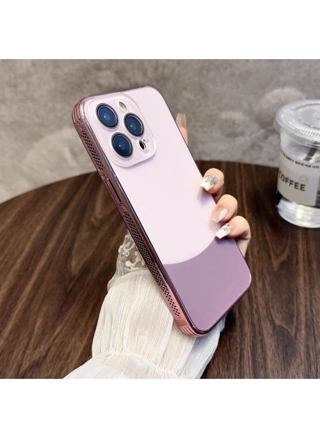 ماركة غير محددة - غطاء جلدي سادة لهاتف Iphone16promax مع إطار تبريد مطلي بالكهرباء لهاتف Iphone15 غطاء حماية شامل - اللون: Shuangpin [فضي رملي أبيض] نمط جلدي مقاوم للسقوط من الجانب وتبديد الحرارة - الموديل المطبق: لهاتف Iphone16pro - Image 1