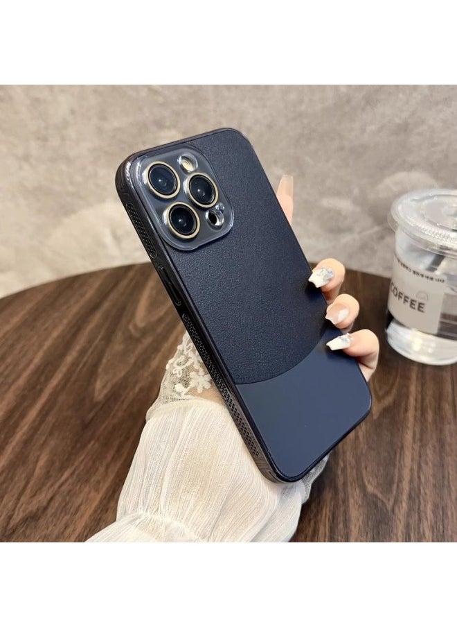 ماركة غير محددة - غطاء جلدي سادة لهاتف Iphone16promax مع إطار تبريد مطلي بالكهرباء لهاتف Iphone15 غطاء حماية شامل - اللون: Shuangpin [فضي رملي أبيض] نمط جلدي مقاوم للسقوط من الجانب وتبديد الحرارة - الموديل المطبق: لهاتف Iphone16pro - Image 1