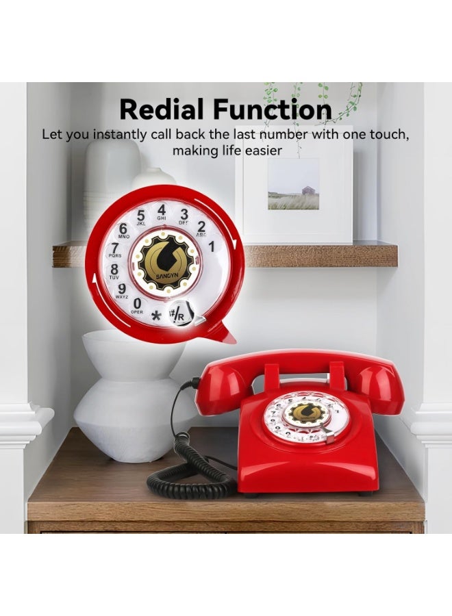 Sangyn Retro Rotary Dial Phone  1960s Vintage Landline Telephone Old Fashioned Corded Phones with Mechanical Ringer for Home Office Desk - Image 5