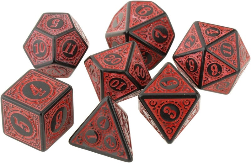 klarako 7 Pack DND Dice Sets, Polyhedral Dice Great for Role Playing Table Game  Red - Image 1