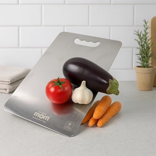 SUPERMOM Chopping Board 228 x 330 mm – Stainless Steel Cutting Board for Vegetables, Fruits, Meat & Cheese – Durable, 1.5mm Thick & Non-Slip Kitchen Chopping Board for Cooking & Food Prep (Pack of 1) - Image 2